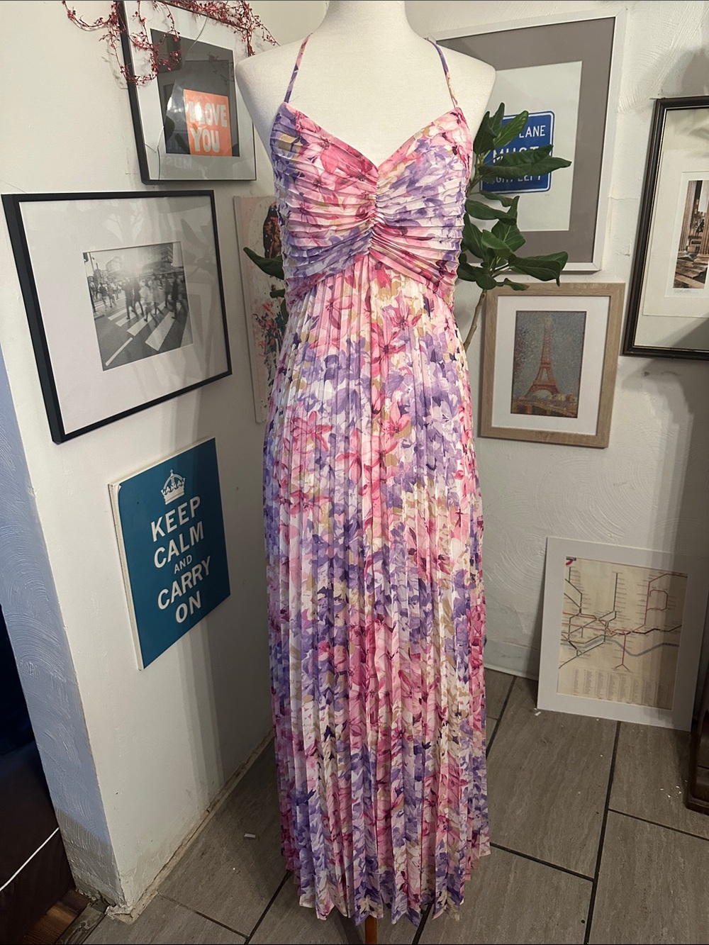Express Floral Maxi Dress in Pink and Purple Small